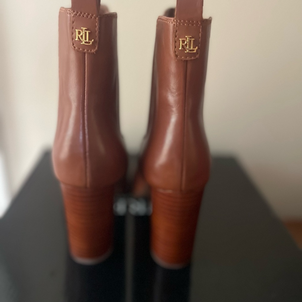Ralph Lauren Tan Leather Heeled Boots